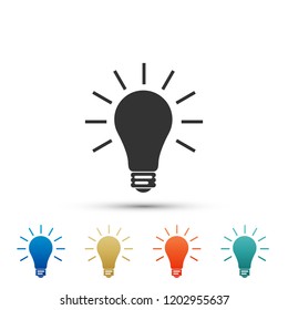 Light bulb icon isolated on white background. Set elements in colored icons. Flat design. Vector Illustration