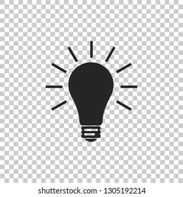Light bulb icon isolated on transparent background. Flat design. Vector Illustration