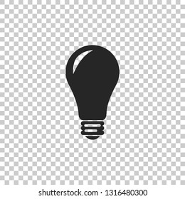 Light bulb icon isolated on transparent background. Energy and idea symbol. Lamp electric. Flat design. Vector Illustration