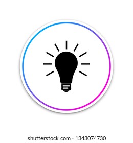Light bulb icon isolated on white background. Circle white button. Vector Illustration