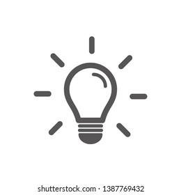 Light bulb icon isolated on white. Line vector icon. Light bulb sign in flat style. Idea Bulb images, Lighting lamp in black. Light bulb as sign solution, idea, thinking concept.