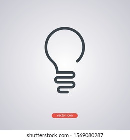 Light bulb icon isolated on a gray background. Symbol of idea. Line icon minimal style. One line illustration. Vector illustration.