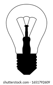 El icono de la bombilla está aislado en un fondo blanco. Ilustración de material vectorial.
