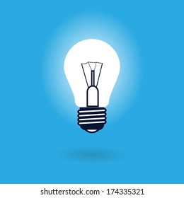 Light Bulb Icon Isolated on Blue Background
