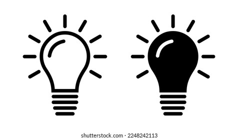 Light bulb icon isolated on white background. Flat vector illustration.