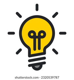 Icono de la bombilla de luz aislado en fondo blanco