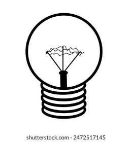 Light bulb icon isolated on white background. black white light bulb hand drawing