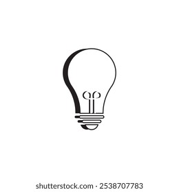 Light bulb icon isolated on white. Line vector icon. Light bulb sign in flat style. Lighting lamp in black. Light bulb as sign solution, idea, thinking concept. Electricity bulb shine.