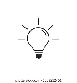 Light bulb icon isolated on white. Line vector icon. Light bulb sign in flat style. Idea Bulb images, Lighting lamp in black. Light bulb as sign solution, idea,