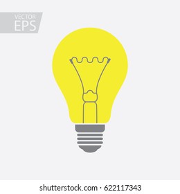 Light bulb icon isolated on white background. Symbol of lighting, electric. Idea sign, thinking concept in flat style for graphic design, Web site, UI. EPS