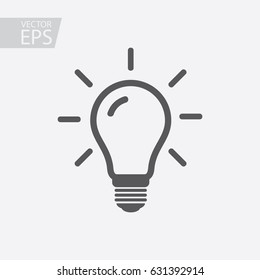 Light bulb icon isolated on white background. Symbol of lighting, electric. Idea sign, thinking concept in flat style for graphic design, Web site, UI. EPS