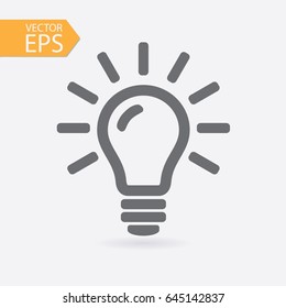 Light bulb icon isolated on white background. Symbol of lighting, electric. Idea sign, thinking concept in flat style for graphic design, web site, infographic.