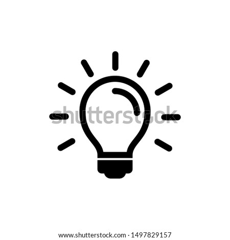 Light bulb icon isolated on white. Line vector icon. Light bulb sign in flat style. Lighting lamp in black. Light bulb as sign solution, idea, thinking concept. Electricity bulb shine.