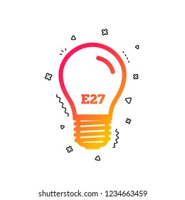 Light bulb icon. Lamp E27 screw socket symbol. Led light sign. Colorful geometric shapes. Gradient E27 lamp icon design.  Vector