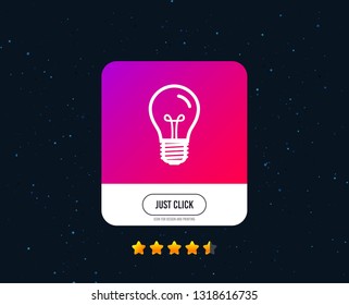 Light bulb icon. Lamp E27 screw socket symbol. Illumination sign. Web or internet icon design. Rating stars. Just click button. Vector