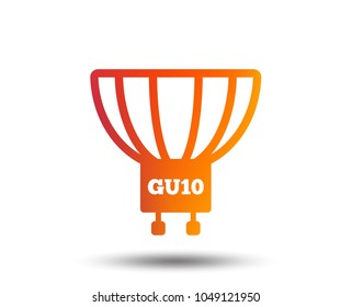 Light bulb icon. Lamp GU10 socket symbol. Led or halogen light sign. Blurred gradient design element. Vivid graphic flat icon. Vector