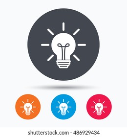 Light bulb icon. Lamp illumination sign.