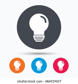 Light bulb icon. Lamp illumination sign.