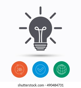 Light bulb icon. Lamp illumination sign.