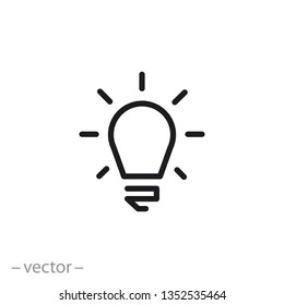 light bulb icon, lamp line sign on white background - editable stroke vector illustration eps10