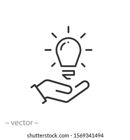 light bulb icon, lamp line sign on white background - editable stroke vector illustration eps10