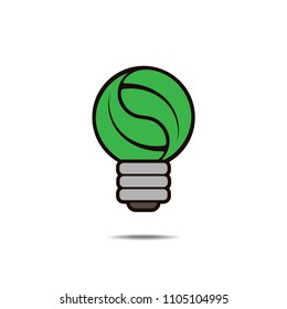 Light bulb icon with leaf element, eco energy logo design concept