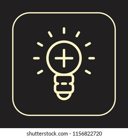 Light Bulb Icon. Lightbulb Icon. Energy saving concept. Editable stroke flat icons. Simple thin line art logo. Gold button or sticker. Vector illustration. 