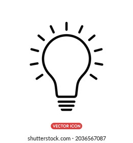 Light Bulb icon, Lighting Electric lamp isolated on white background, vector illustration