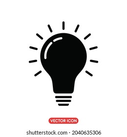 Light Bulb icon, Lighting Electric lamp isolated on white background, vector illustration