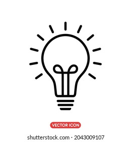 Light Bulb icon, Lighting Electric lamp isolated on white background, vector illustration