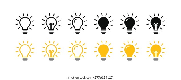 Light bulb icon. Lighting Electric lamp. Energy and thinking symbol. bright new solutions for problem solving. Creative idea and inspiration sign