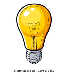 Helle Glühbirne Symbol in Linie Kunst, flach, einzeln auf weißem Hintergrund. Handgezeichneter Doodle-Stil. Symbol der Kreativität, Innovation, Inspiration. Logo-Design der Erfindung, Idee. Cartoon-Vektorgrafik