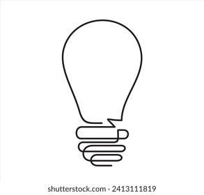 Light Bulb icon line continuous drawing vector. One line Bulb icon vector background. idea light bulb icon. Continuous outline of a Light Bulb icon.