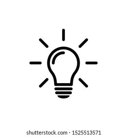 Light Bulb Icon Line isolated on White Background. Ideas Logo Concept. Flat Vector Icon Design Template Element.