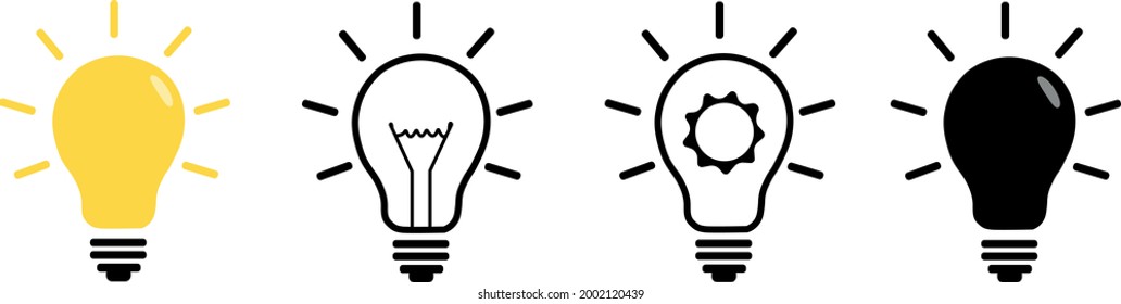 Light bulb icon. Line, solid and filled outline colorful version, outline and filled vector sign. Idea Symbol, logo illustration. Different style icons set. 