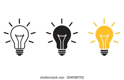 Light bulb icon. Line, solid and filled outline colorful version, outline and filled vector sign. Idea Symbol, logo illustration. Different style icons set.