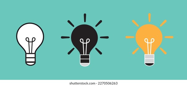 Light bulb icon. Line, solid and filled outline colorful version, outline and filled vector sign. Idea Symbol, logo illustration. Different style icons set. Vector graphics