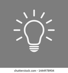 Light bulb icon. Line vector, isolated on gray background in flat style for graphic design. Idea sign, solution, thinking concept. Lighting electric lamp.
