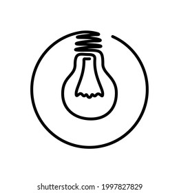 Light bulb icon. Linear light bulb icon. Vector illustration. Light bulb vector icon. Black linear lamp icon