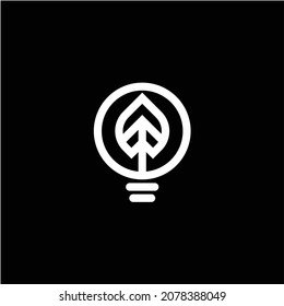 light bulb icon logo design and simple leaf vector symbol template