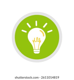 Light bulb icon or logo design on green circle.