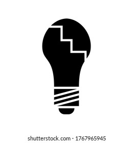 Icono de la bombilla ligera o logotipo símbolo de signo aislado ilustración vectorial - iconos vectoriales de estilo negro de alta calidad
