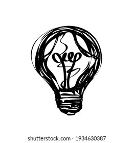 Light bulb icon logo sign Hand drawn Abstract design