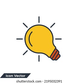 light bulb icon logo vector illustration. Idea sign, solution, thinking concept. Lighting Electric lamp symbol template for graphic and web design collection
