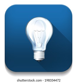 light bulb icon With long shadow over app button