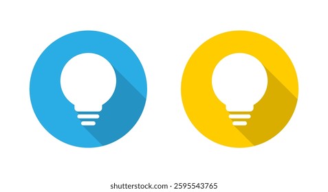 Light bulb icon with long shadow. Electric lamp, idea, insight sign symbol