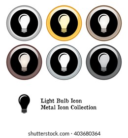 Light Bulb Icon Metal Icon Collection in Various Colors