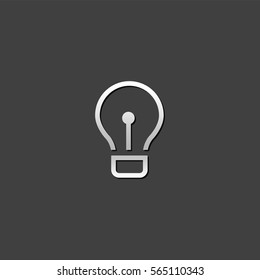 Light bulb icon in metallic grey color style. Idea inspiration light