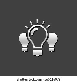 Light bulb icon in metallic grey color style. Idea inspiration light