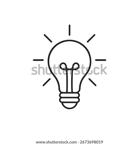 Light Bulb Icon – Minimal Black and White Vector Symbol